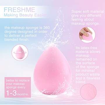 Makeup Beauty Sponge Set - 6 Pack Latex-Free Blenders for Flawless Application