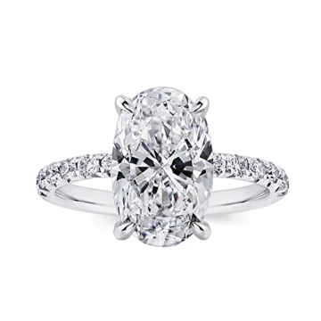RURULUYA 3.5CT Oval Cut Engagement Rings for Women, Simulated Diamond in 925 Sterling Silver