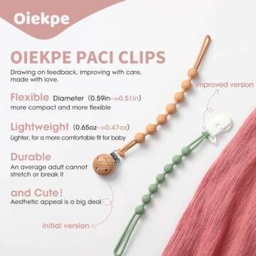 Durable Pacifier Clips for Babies - Food Grade Silicone, Safe Design for Infants