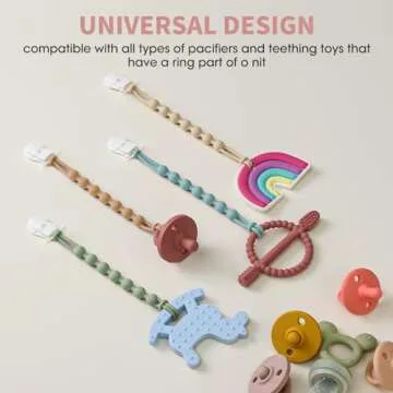 Buy Silicone Pacifier Clips for Baby Boys and Girls - 4 Pack
