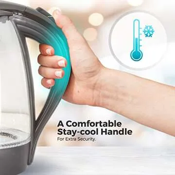 Chef's Star Electric Glass Kettle Tea Kettle Electric Water Kettle with Swivel Base Fast Boiling Automatic Shut Off and Cordless Hot Water Dispenser Electric Kettle Tea Pot Water Heater 57 Oz