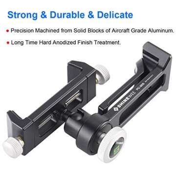 SHINEWEE Metal Phone Tripod Mount Adapter, Phone Holder with Arca Swiss Dovetail and 1/4" Screw Mount,Vertical & Horizonta Rotate,Foldable Stand, Fits iPhone and Android Cell Phone