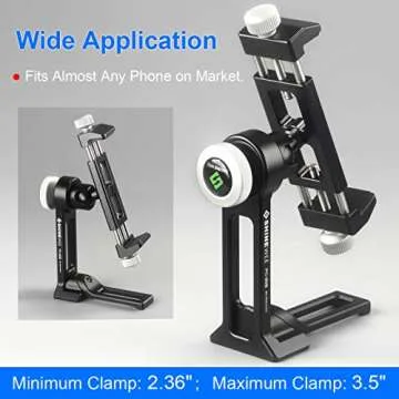 SHINEWEE Metal Phone Tripod Mount Adapter, Phone Holder with Arca Swiss Dovetail and 1/4" Screw Mount,Vertical & Horizonta Rotate,Foldable Stand, Fits iPhone and Android Cell Phone