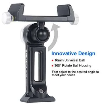 SHINEWEE Metal Phone Tripod Mount Adapter, Phone Holder with Arca Swiss Dovetail and 1/4" Screw Mount,Vertical & Horizonta Rotate,Foldable Stand, Fits iPhone and Android Cell Phone