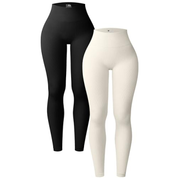 OQQ Seamless Ribbed Yoga Leggings - Stylish & Comfortable