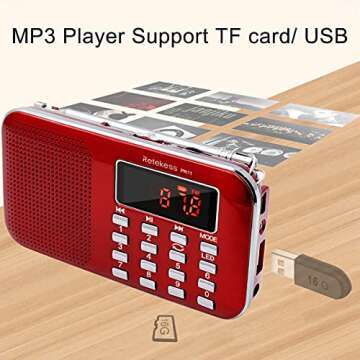Retekess PR11 AM FM Radio Portable, Rechargeable Radio Digital Tuning, MP3 Music Player Speaker Supp...