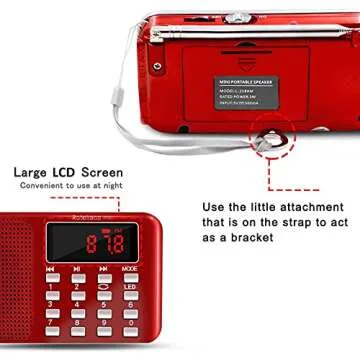 Retekess PR11 AM FM Radio Portable, Rechargeable Radio Digital Tuning, MP3 Music Player Speaker Support Micro SD, AUX, USB Port, Ideal for Outdoor (Red)