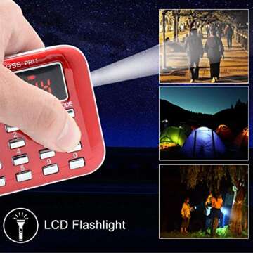 Retekess PR11 AM FM Radio Portable, Rechargeable Radio Digital Tuning, MP3 Music Player Speaker Support Micro SD, AUX, USB Port, Ideal for Outdoor (Red)