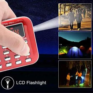 Retekess PR11 AM FM Radio Portable, Rechargeable Radio Digital Tuning, MP3 Music Player Speaker Support Micro SD, AUX, USB Port, Ideal for Outdoor (Red)