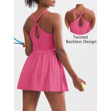 Sexyasasii Womens Tennis Dress with Built-in Bra & Shorts Pockets Golf Athletic Dresses for Women Ro...