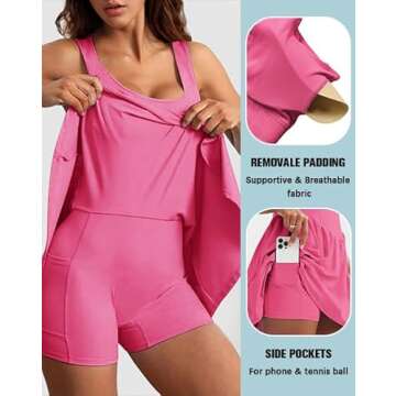 Sexyasasii Women's Tennis Dress with Bra & Shorts Pockets