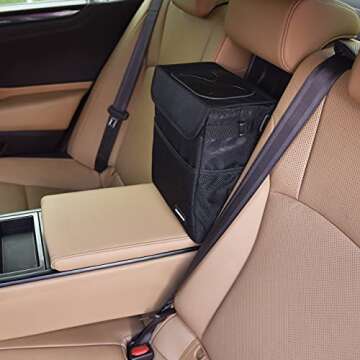 SIBOFUEGO Cute Car Trash Can with Lid - Leak Proof Car Trash Bag Hanging Waterproof Car Garbage Can ...