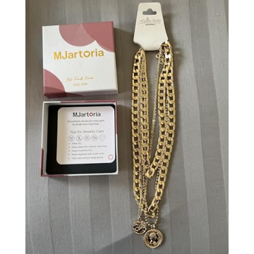 MJartoria Gold Layered Necklaces Trendy Retro Coin Pendant