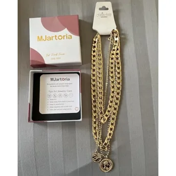 MJartoria Gold Layered Necklaces Trendy Retro Coin Pendant