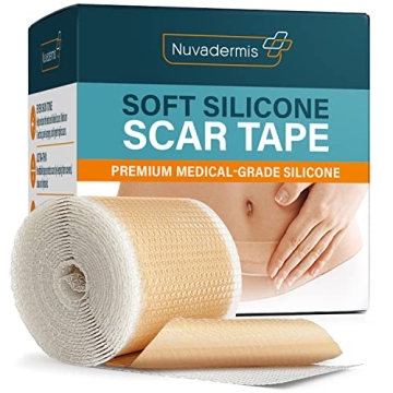 NUVADERMIS Silicone Scar Tape for Surgical Scars - 120" x 1.5" Roll - Extra Long Medical Grade Silic...