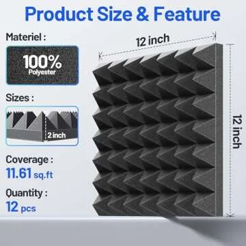 12 Pack Pyramid Sound Proof Foam Panels for Walls