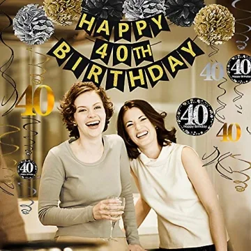 Vibrant Happy 40th Birthday Decoration Kit for Parties