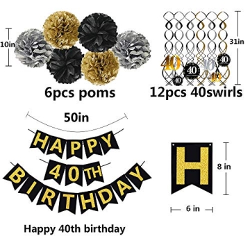Vibrant Happy 40th Birthday Decoration Kit for Parties
