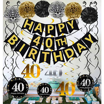 Vibrant Happy 40th Birthday Decoration Kit for Parties