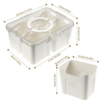 Divided Serving Tray with Lid - 4 Compartments for Fruits