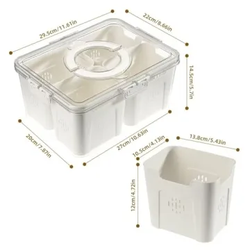 Divided Serving Tray with Lid - 4 Compartments for Fruits