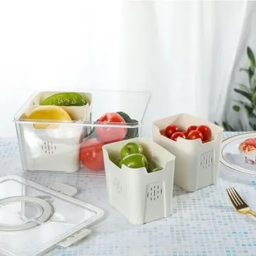 Divided Serving Tray with Lid - 4 Compartments for Fruits