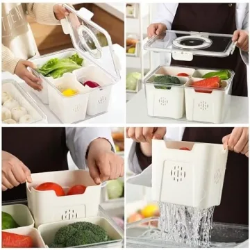 Divided Serving Tray with Lid - 4 Compartments for Fruits