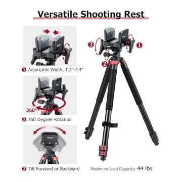 Trakiom Shooting Tripod Hunting Crossbow Rest with Sturdy Aluminum Frame, Lightweight, Provides Shooting Stability, Adjustable Legs, Shooting Rest, and Hands-Free Operation for Hunting and Outdoors