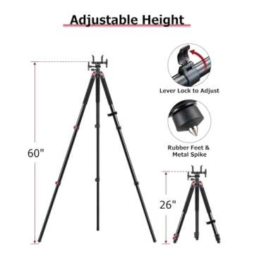 Trakiom Shooting Tripod Hunting Crossbow Rest with Sturdy Aluminum Frame, Lightweight, Provides Shooting Stability, Adjustable Legs, Shooting Rest, and Hands-Free Operation for Hunting and Outdoors