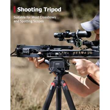 Trakiom Shooting Tripod Hunting Crossbow Rest with Sturdy Aluminum Frame, Lightweight, Provides Shooting Stability, Adjustable Legs, Shooting Rest, and Hands-Free Operation for Hunting and Outdoors