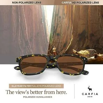 CARFIA Acetate Polarized Sunglasses for Men UV400 Protection Classic Retro Square Shades Driving Glasses