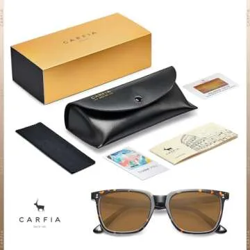 CARFIA Acetate Polarized Sunglasses for Men UV400 Protection Classic Retro Square Shades Driving Glasses