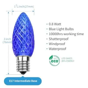 Meconard C9 LED Replacement Christmas Light Bulbs, Shatterproof & Energy Efficient, 25 Pack