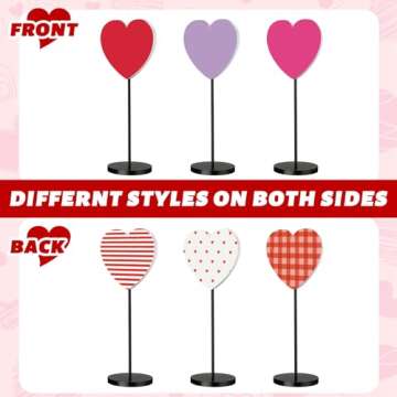 3 Pcs Heart Shape Wooden Valentine's Table Decor