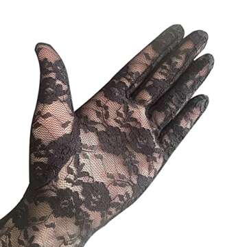 monochef Women Long Lace Gloves Elbow Bridal Wedding Elegant Opera Evening Party Wedding Tea Party Prom Cosplay 20s Stretchy 18” (Black)