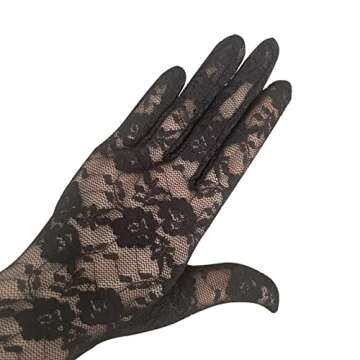 monochef Women Long Lace Gloves Elbow Bridal Wedding Elegant Opera Evening Party Wedding Tea Party Prom Cosplay 20s Stretchy 18” (Black)