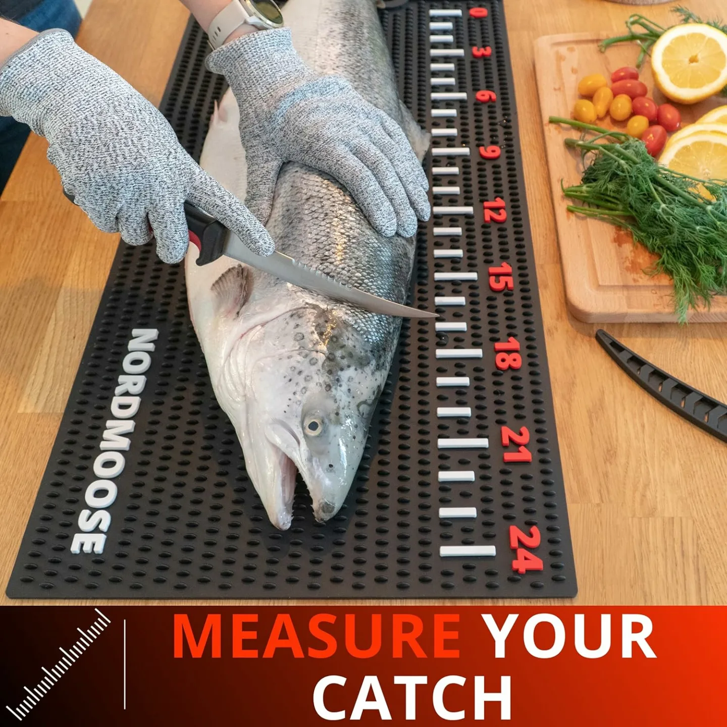 Complete Fish Fillet Mat Kit with Knife & Ruler Decal