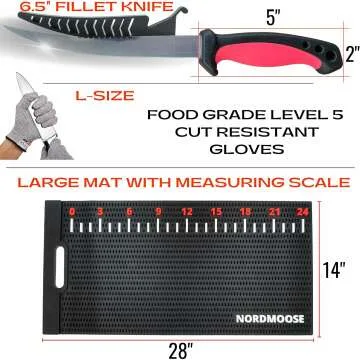 Complete Fish Fillet Mat Kit with Knife & Ruler Decal
