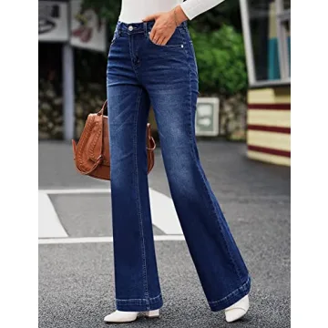 High Waisted Stretchy Wide Leg Jeans for Women | GRAPENT