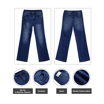 High Waisted Stretchy Wide Leg Jeans for Women | GRAPENT