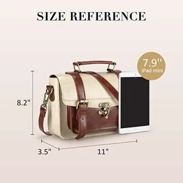 ECOSUSI Women PU Leather Satchel Purse Vintage Small College Crossbody Messenger Bag Work Cross-body Bag, Brown+ Beige