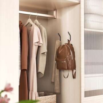 GWAAZXGZ Wall Hooks for Hanging Coats - 5 Pack Black 3.2'' Double Hook Design, Hat Organizers, Wall ...