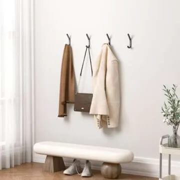 GWAAZXGZ Wall Hooks for Hanging Coats - 5 Pack Black 3.2'' Double Hook Design, Hat Organizers, Wall Mount Hangers for Bags and Keys, Perfect for Garage, Workshop, Entryway, Closet, and DIY Projects