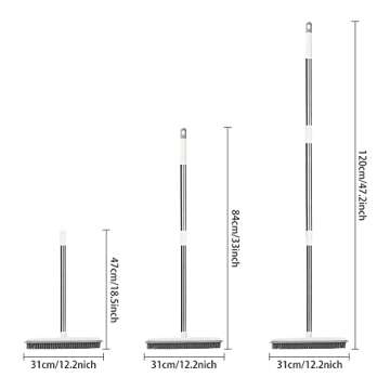 YFJQTZX Push Broom Pet Hair Removal Broom with Squeegee, Soft Silicone Bristle Broom with 47" Adjustable Long Handle, Non Scratch Carpet Sweeper Brush for Cat/Dog Hair Hardwood Tile Windows