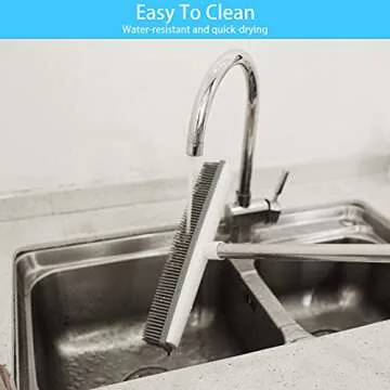 YFJQTZX Push Broom Pet Hair Removal Broom with Squeegee, Soft Silicone Bristle Broom with 47" Adjustable Long Handle, Non Scratch Carpet Sweeper Brush for Cat/Dog Hair Hardwood Tile Windows