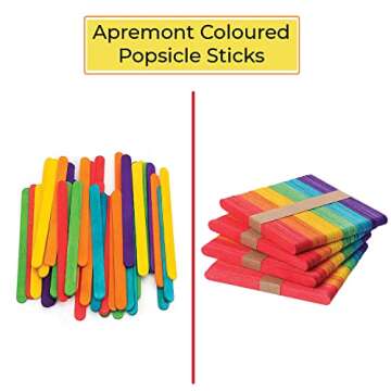 Apremont 200 pcs Colored Wooden Craft Sticks, Popsicle Stick, Arts and Crafts, Best for DIY Games Ma...