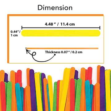 Apremont 200 pcs Colored Wooden Craft Sticks, Popsicle Stick, Arts and Crafts, Best for DIY Games Making, Building Designs or Kids Education, 4.5 inch Long (4.5 Inches, Mixed Colors)