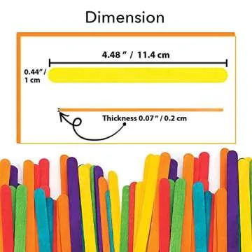 Apremont 200 pcs Colored Wooden Craft Sticks, Popsicle Stick, Arts and Crafts, Best for DIY Games Making, Building Designs or Kids Education, 4.5 inch Long (4.5 Inches, Mixed Colors)