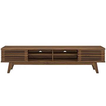 Modway Render 70" Mid-Century Modern Low Profile Media Console TV Stand, 70 Inch, Walnut Walnut