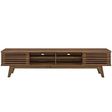 Modway Render 70" Mid-Century Modern Low Profile Media Console TV Stand, 70 Inch, Walnut Walnut